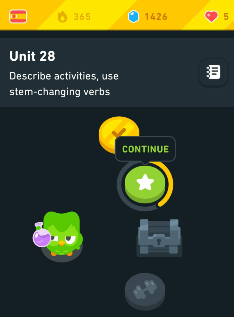Duolingoで1年勉強した後のユニット