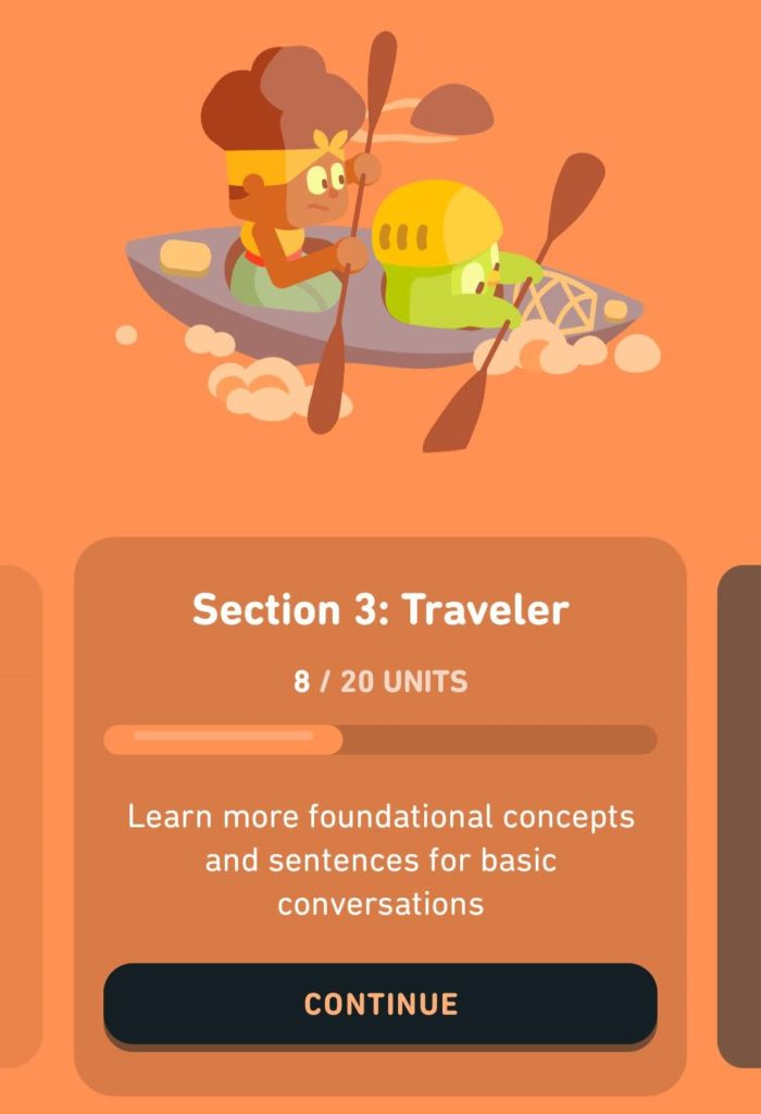 Duolingoでスペイン語500日目のユニット位置